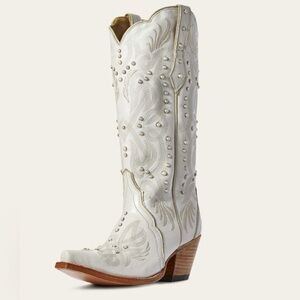 Ariat White Heeled Boots with Brown Sole